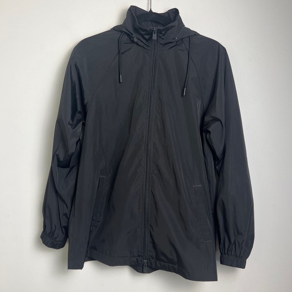 Chico's‎ Small Black Windbreaker Lightweight Packable Hooded Jacket